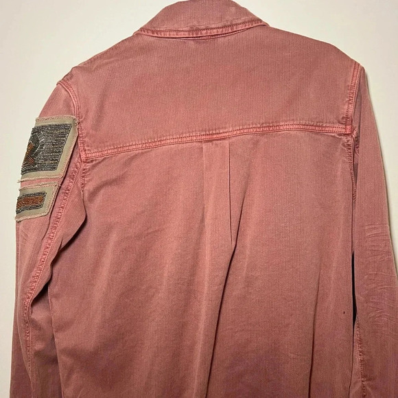 Free People Embellished Military Rose Shirt Jacket - Picture 12 of 16
